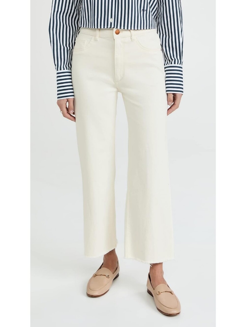 DL1961 Hepburn Wide Leg High Rise Vintage Jeans Ankle Eggshell White Size 31